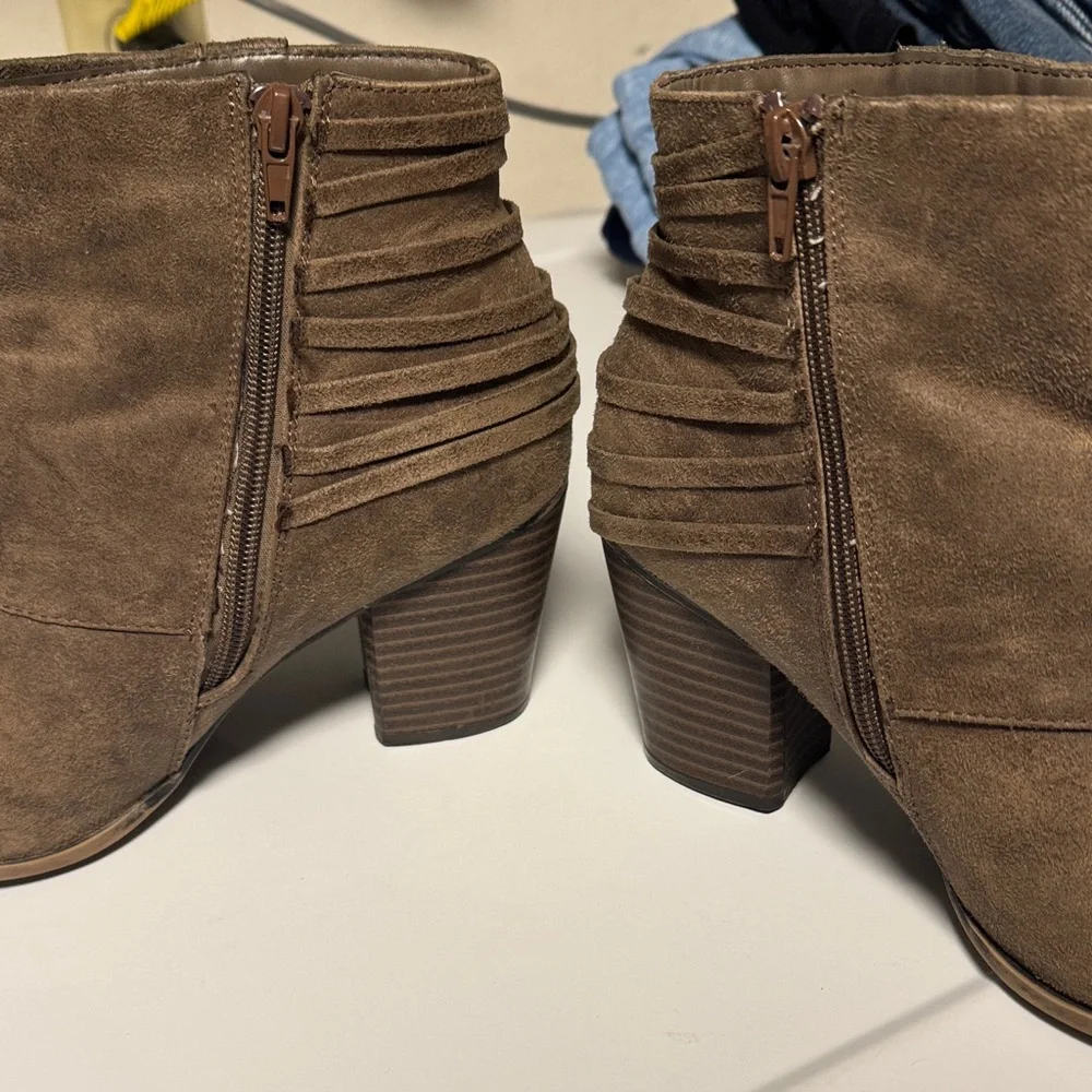 Fergalicious Taupe Ankle Boots with Braided Detail